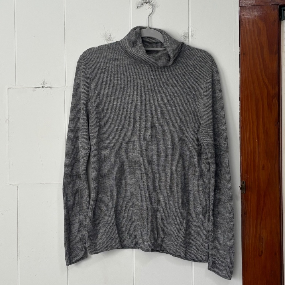 Croft & Barrow Gray Ribbed Turtleneck Sweater Women's‎ Size M Cotton Blend